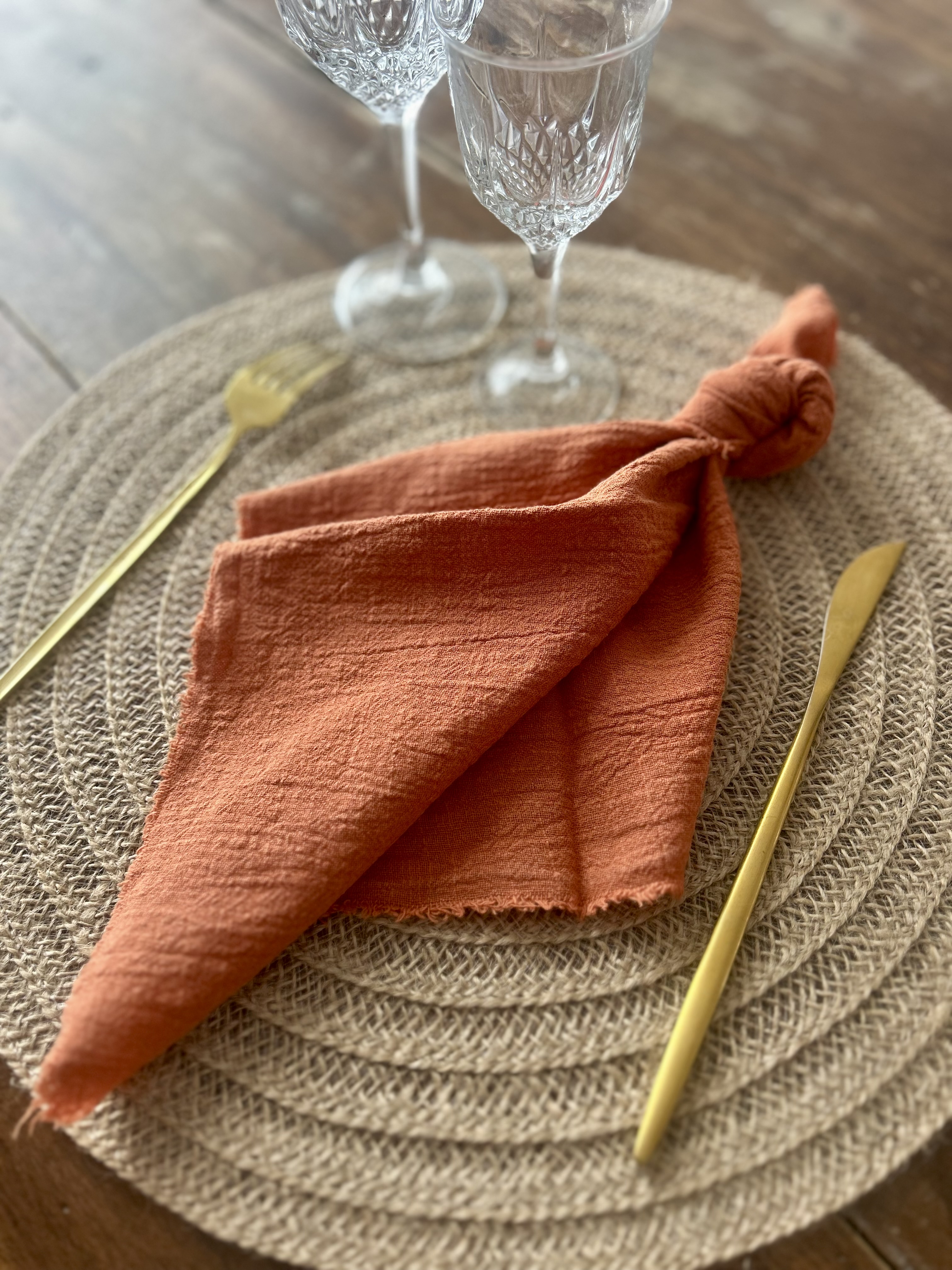 Serviettes terracotta gaz de coton
