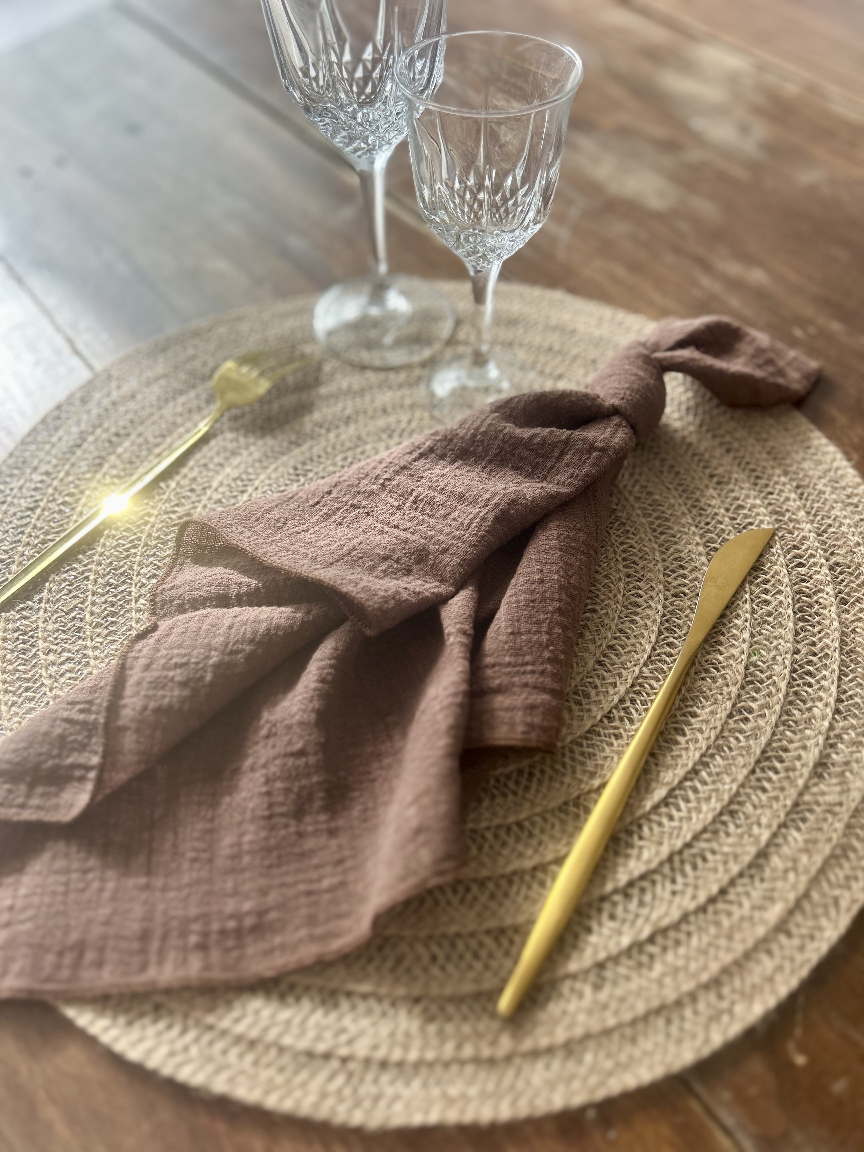 Serviettes mocca gaz de coton