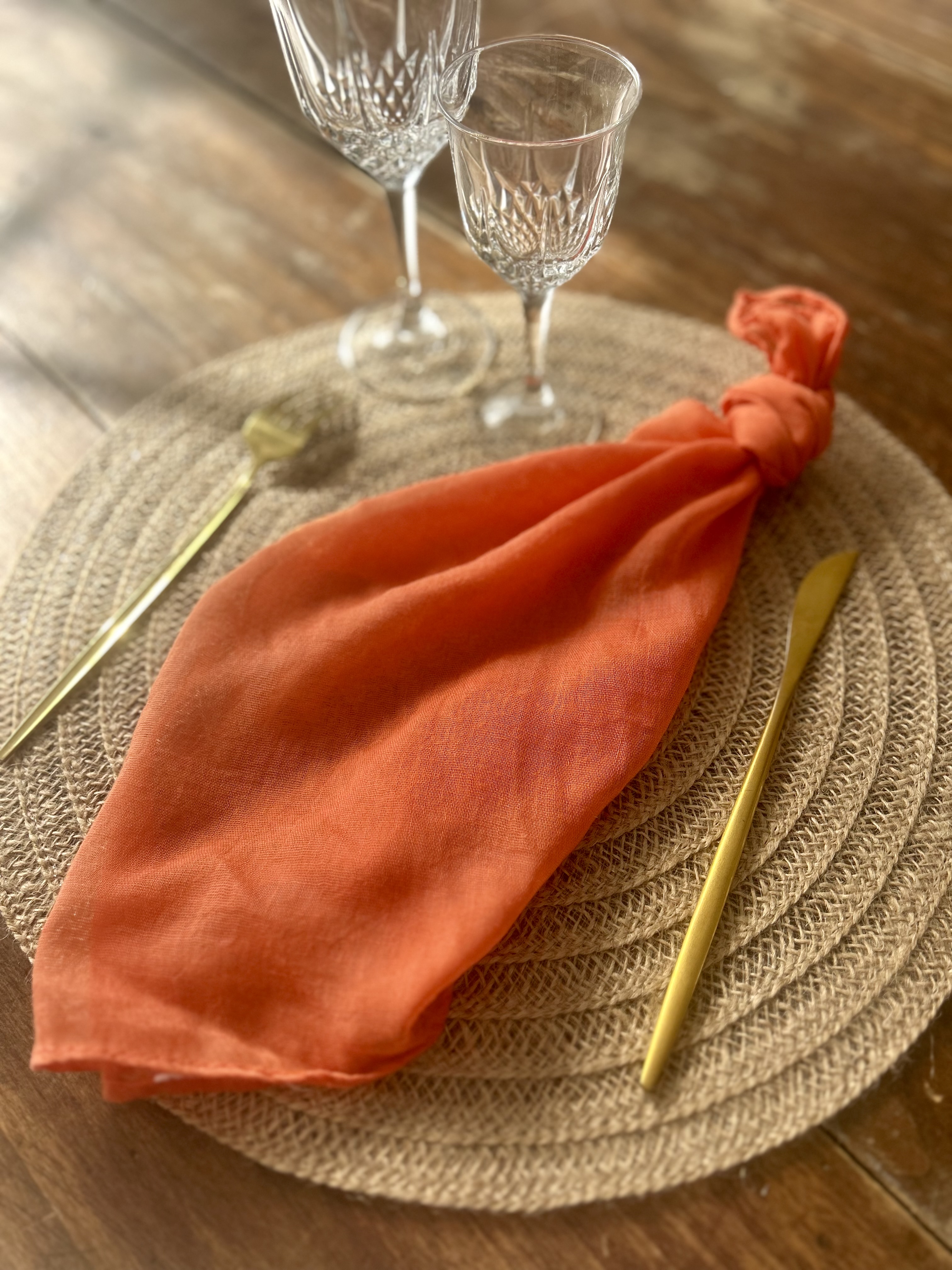 Serviettes orange gaz de coton