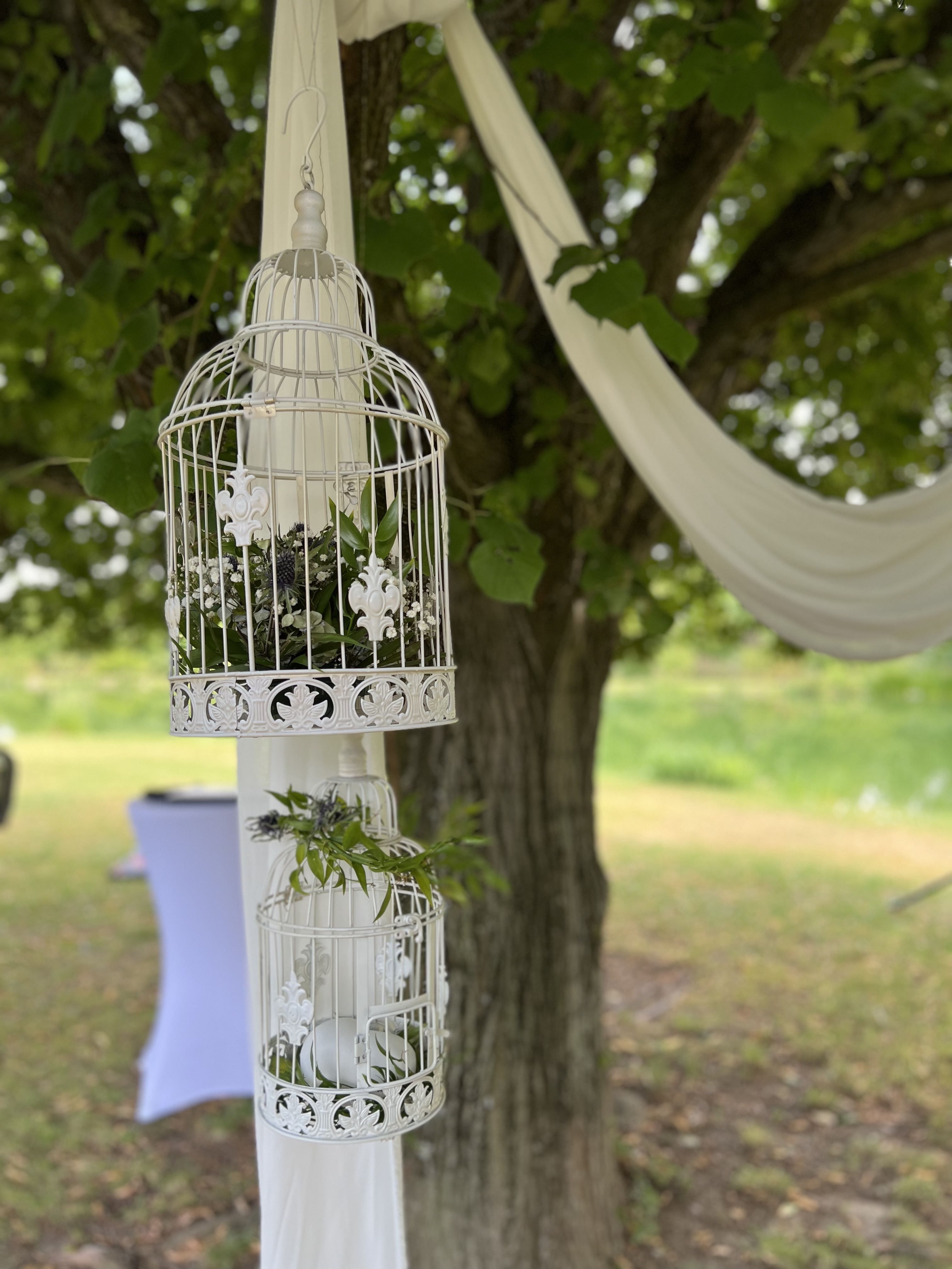 Lot de 2 cages à oiseaux blanches
