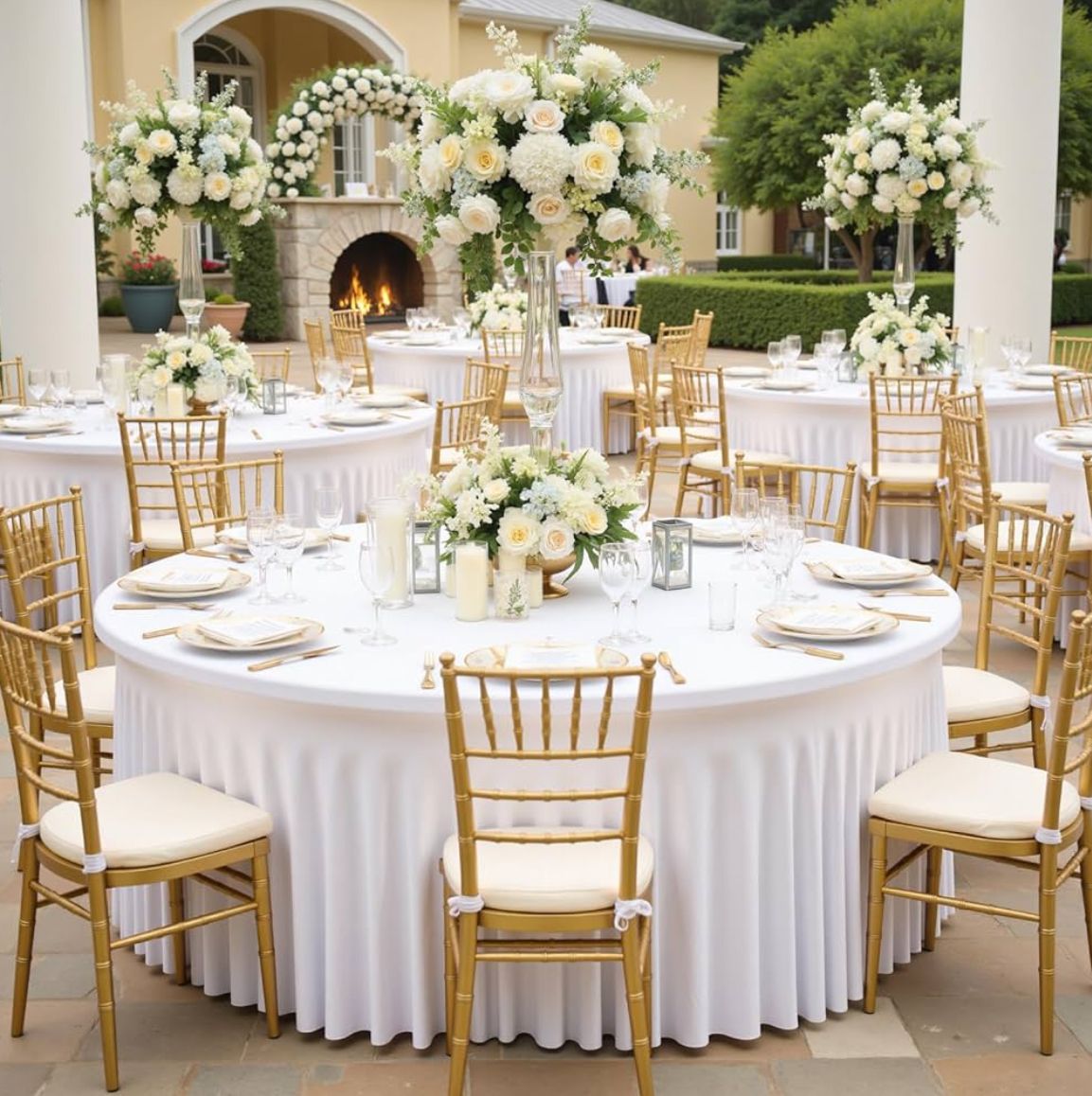 Juponnage table ronde blanc