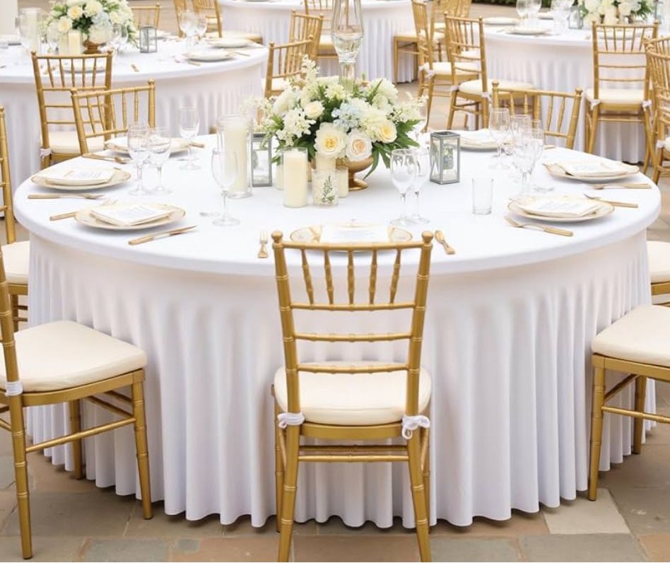 Juponnage table ronde blanc