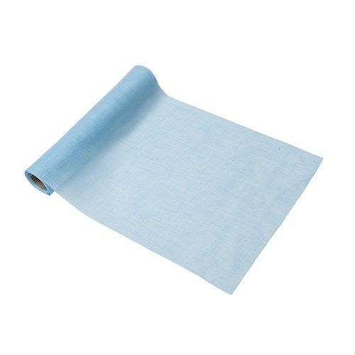 chemin de table mousseline de coton - bleu ciel