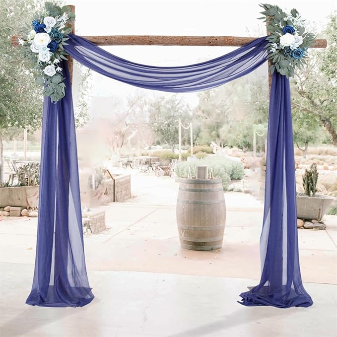 Voilage arche en mousseline bleu foncé