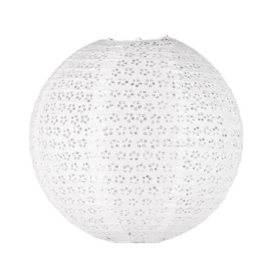 Boule chinoise blanc à pois gris 35cm