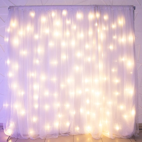 Rideau lumineux Blanc chaud avec structure autoportante